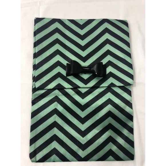 Authentic Mac Make Up Bag Case Storage Travel Case Bow Green Vintage 9" x 6.3" - Picture 1 of 7